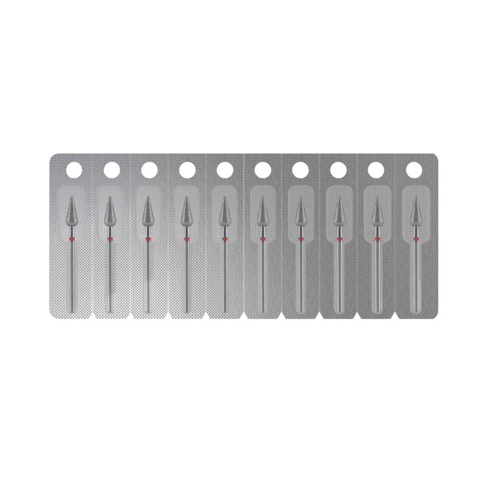 Diamond Nail Drill Bit, "Pointed Pear", Red, EXPERT Head Diameter 5/12 mm -FA100R050/12