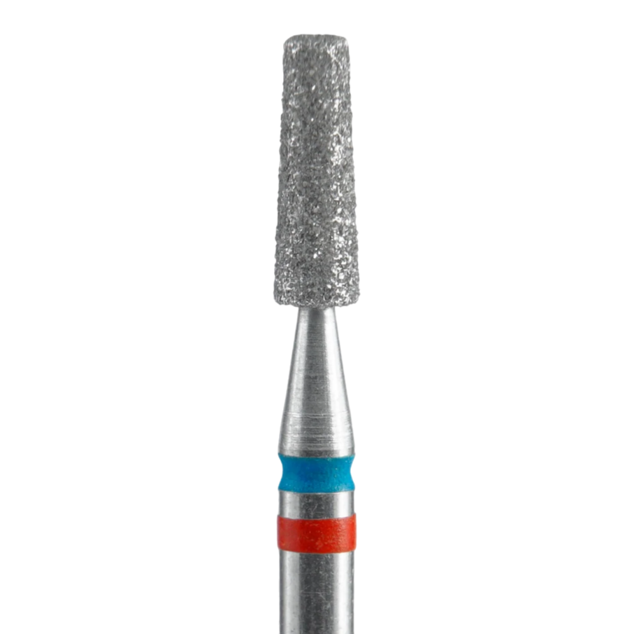 Diamond nail drill bit, "duo cone", red-blue, head diameter 2,5 mm / working part 8 mm - FA70RB025/8