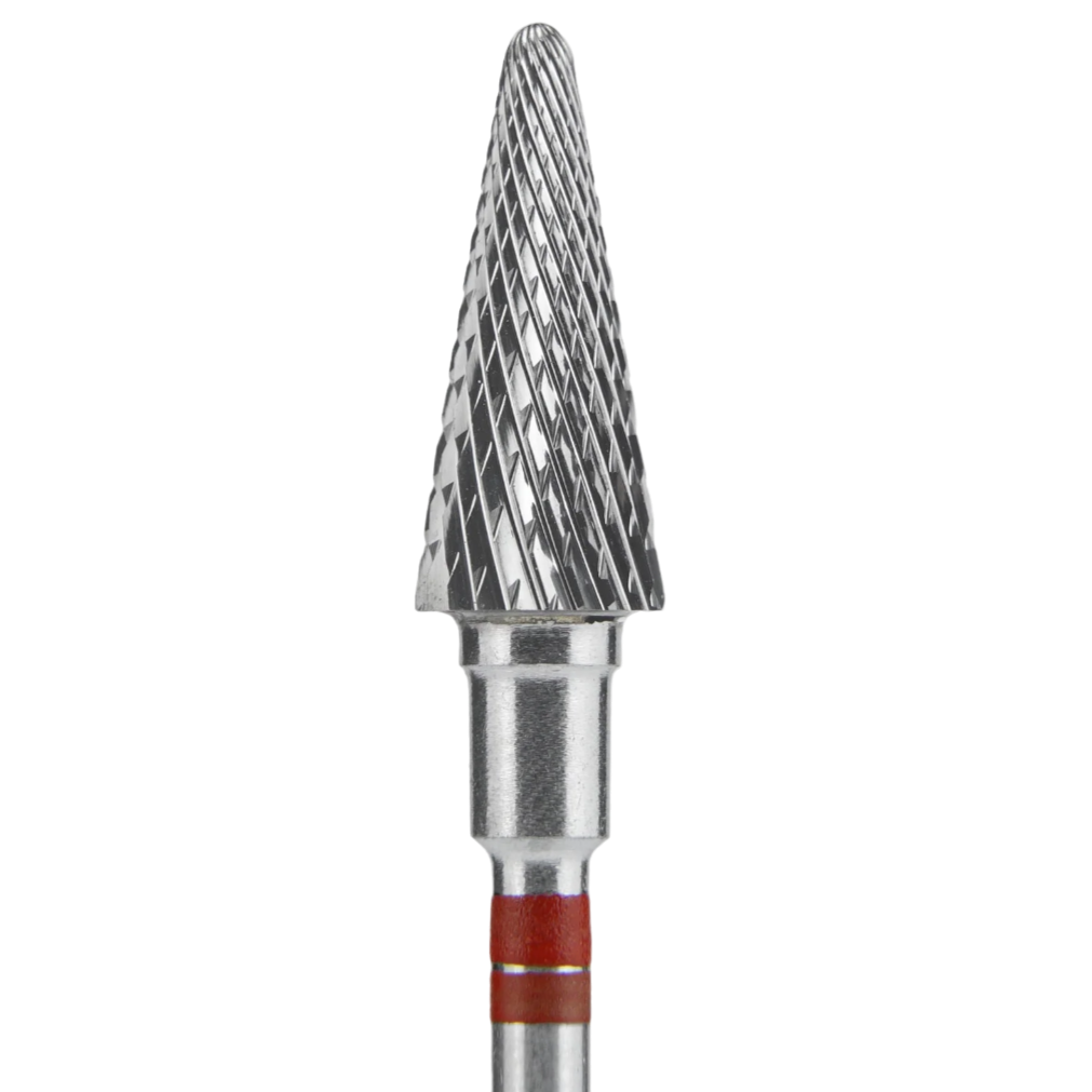 Carbide nail drill bit for left-handed users, "cone", red, head diameter 6 mm/ working part 14 mm (#205) -FT73R060/14