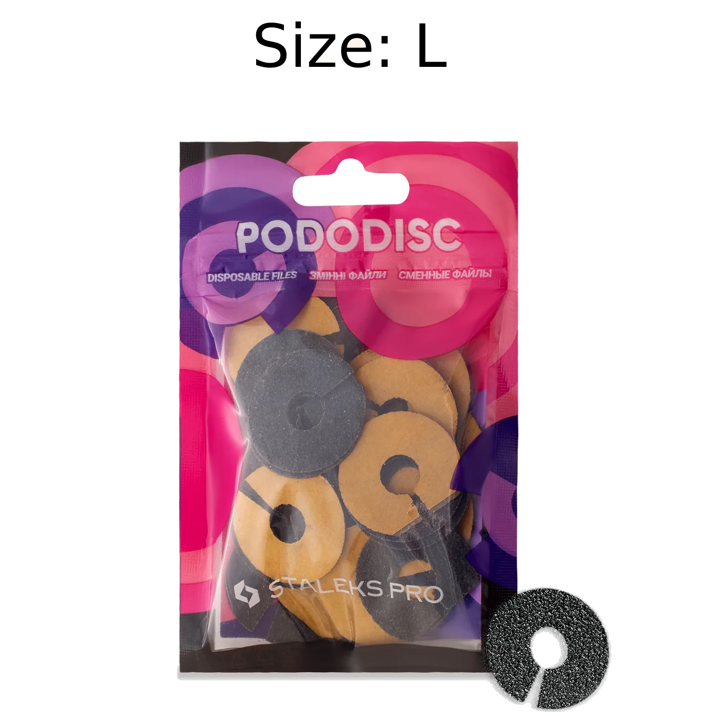 STALEKS PRO EXPERT UMBRELLA PODODISC RINGLIKE DISPOSABLE FILES SIZE L 25 MM DIAMETER REFILL PADS FOR PEDICURE DISC 50 PCS PDFR-25