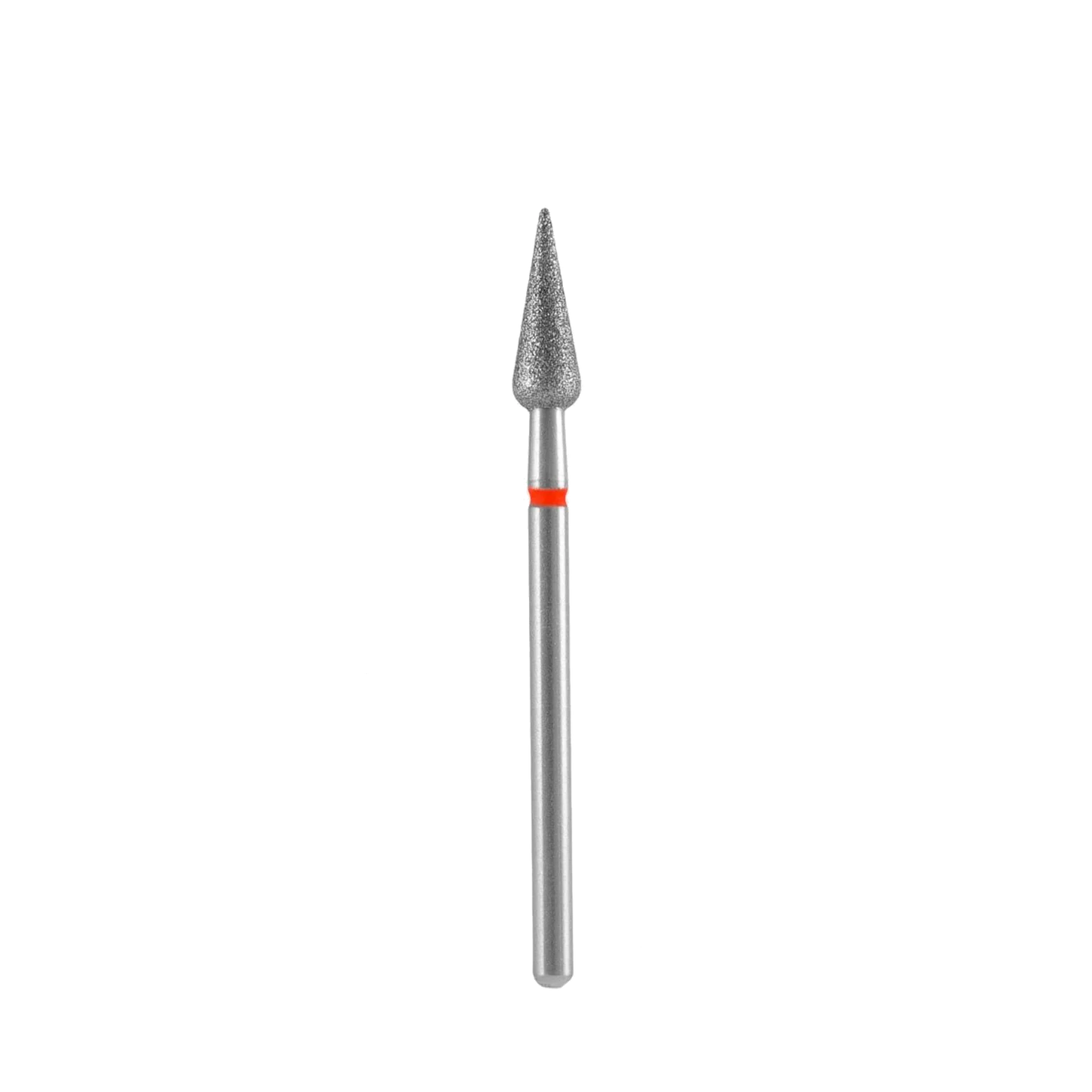 Diamond nail drill bit, pointed "rounded pear" , red, head diameter 4 mm/ working part 12 mm -FA100R040/12