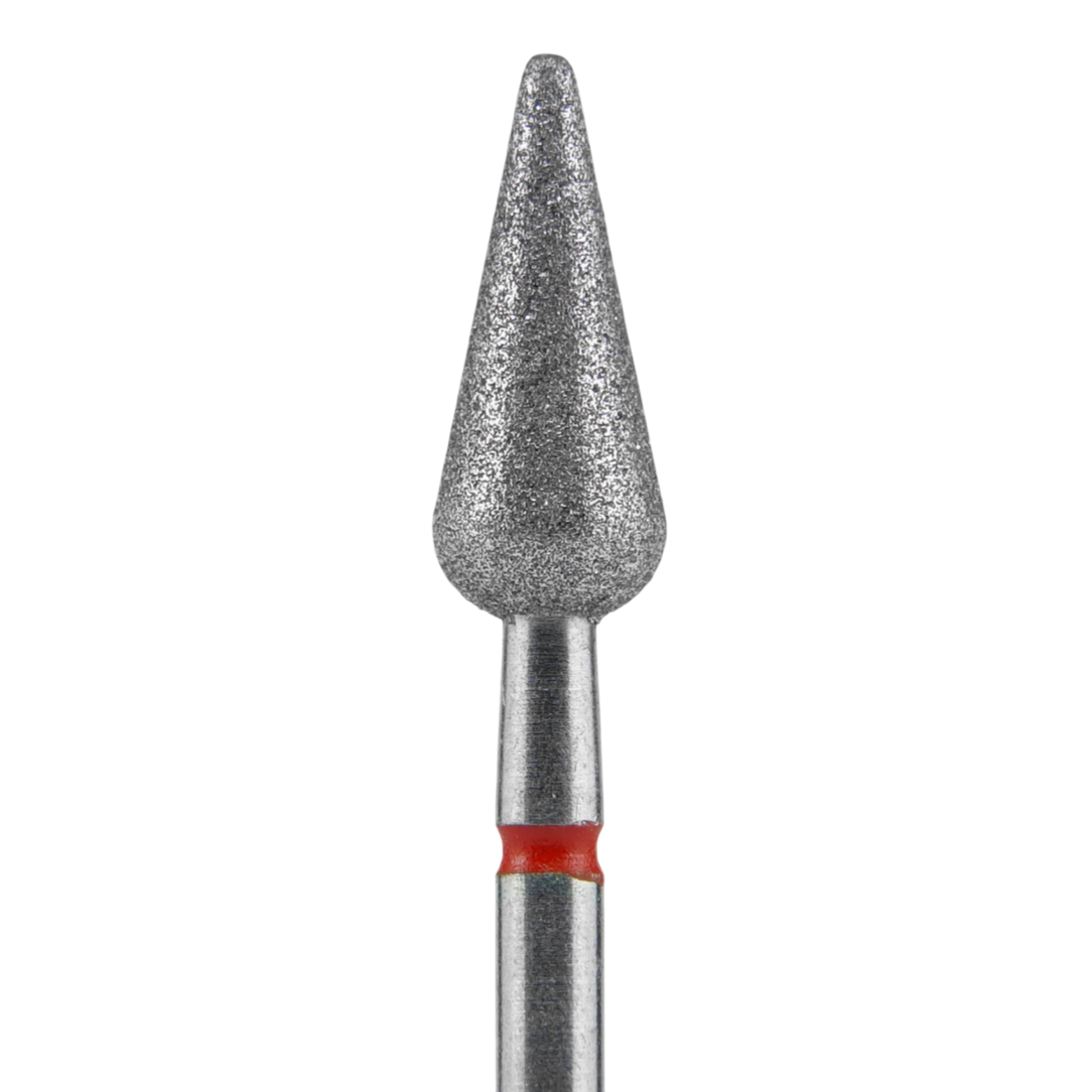 Diamond Nail Drill Bit, "Pointed Pear", Red, EXPERT Head Diameter 5/12 mm -FA100R050/12