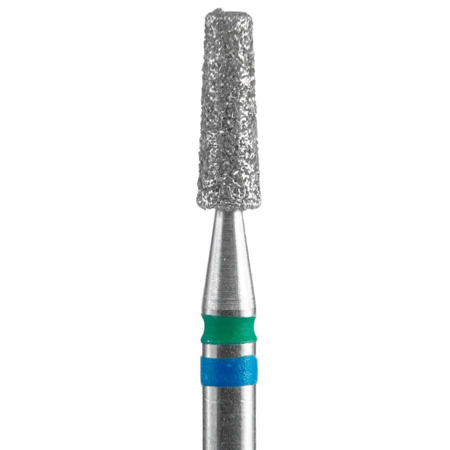 Diamond nail drill bit, "duo cone", blue-green, head diameter 2,5 mm / working part 8mm -FA70BG025/8