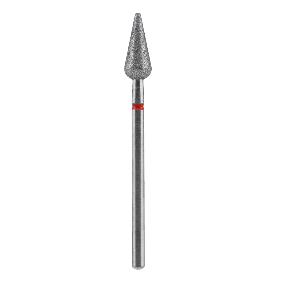 Diamond Nail Drill Bit, "Pointed Pear", Red, EXPERT Head Diameter 5/12 mm -FA100R050/12