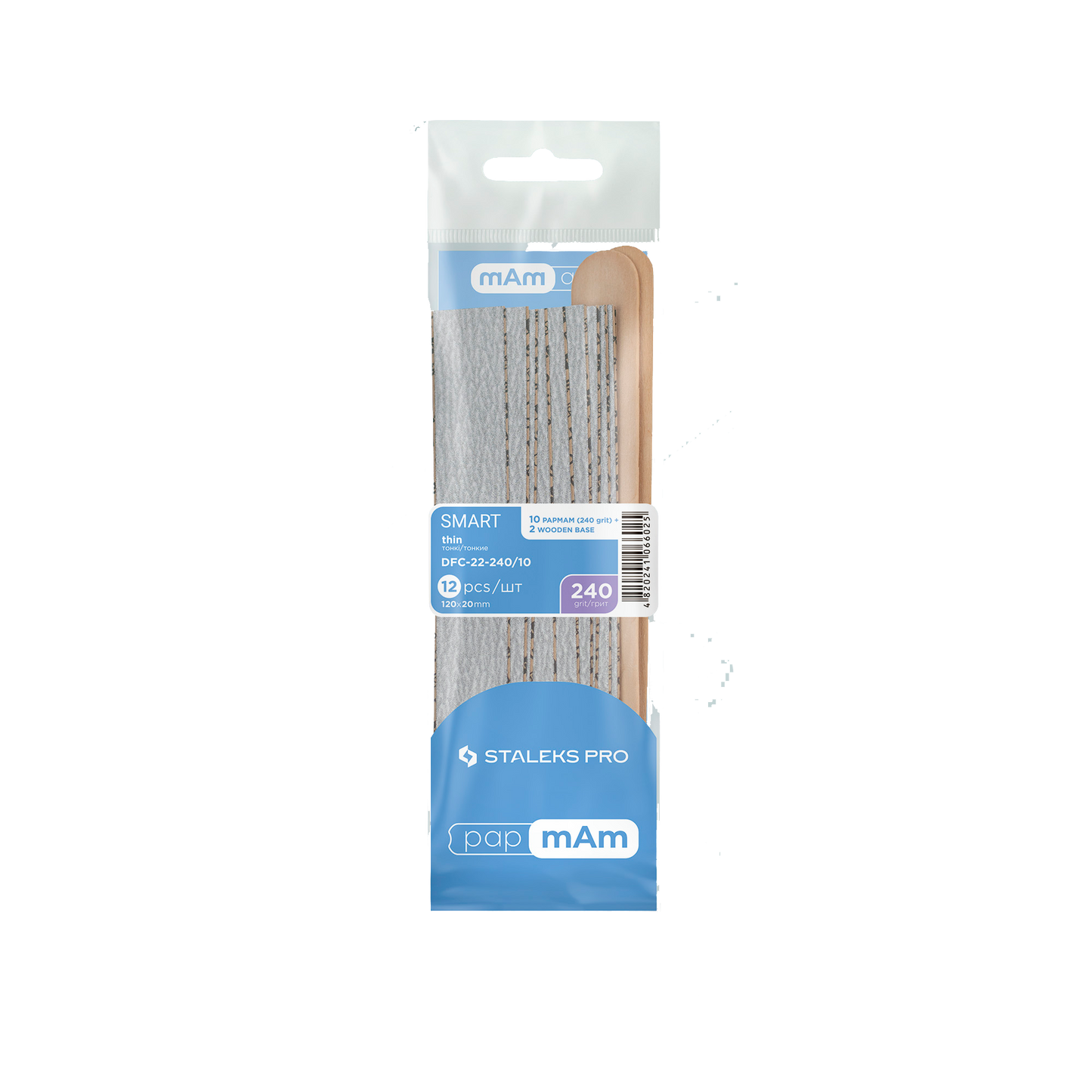 Disposable files papmAm on a soft base 180/240 grit (10 pcs) and a wooden base (2 pcs) Staleks Pro Smart 22 -DFC-22