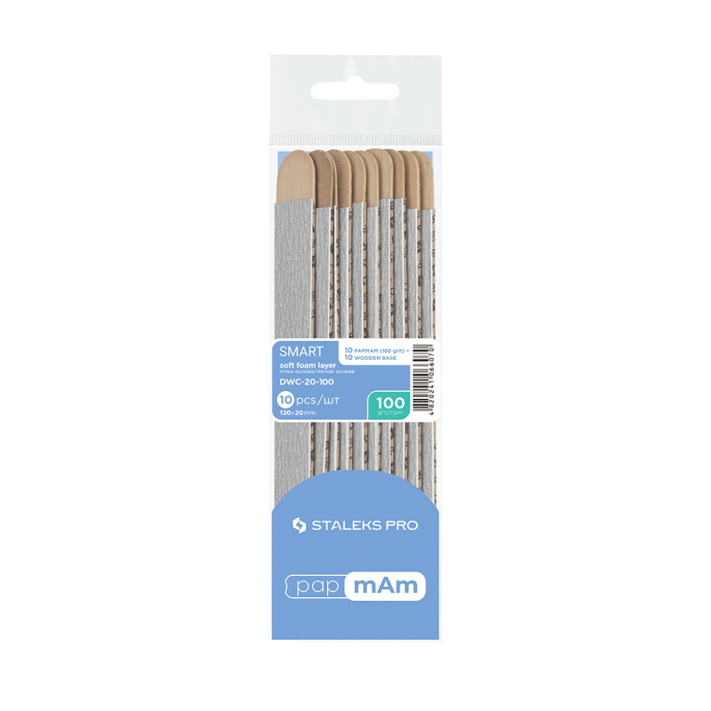 Disposable files papmAm (soft base) on a wooden base Staleks Pro Smart 20 (10 pcs) -DWC-20