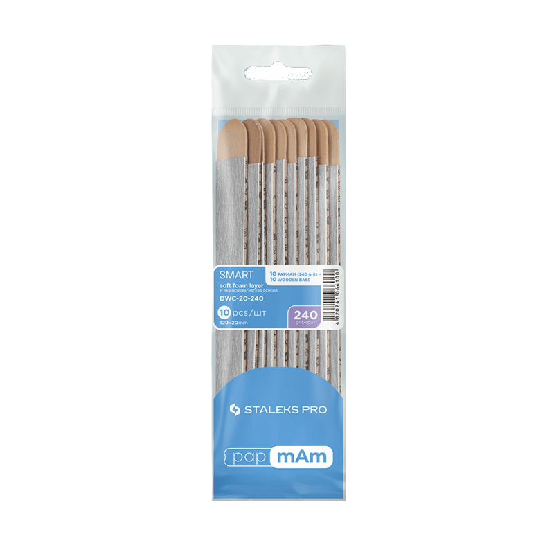 Disposable files papmAm (soft base) on a wooden base Staleks Pro Smart 20 (10 pcs) -DWC-20