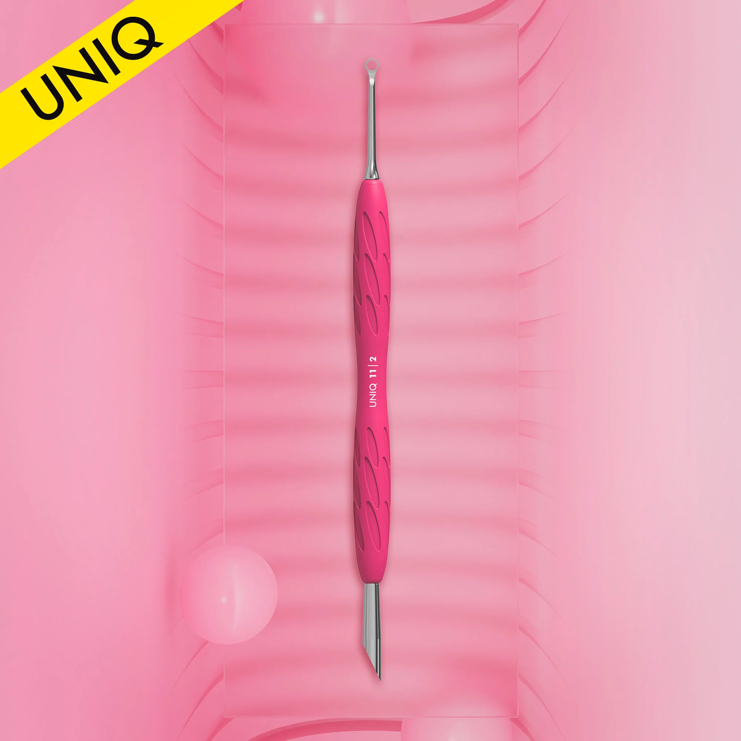 Manicure Pusher With Silicone Handle "Gummy" UNIQ 11 TYPE 2 (Slanted Pusher + Ring) PQ-11/2