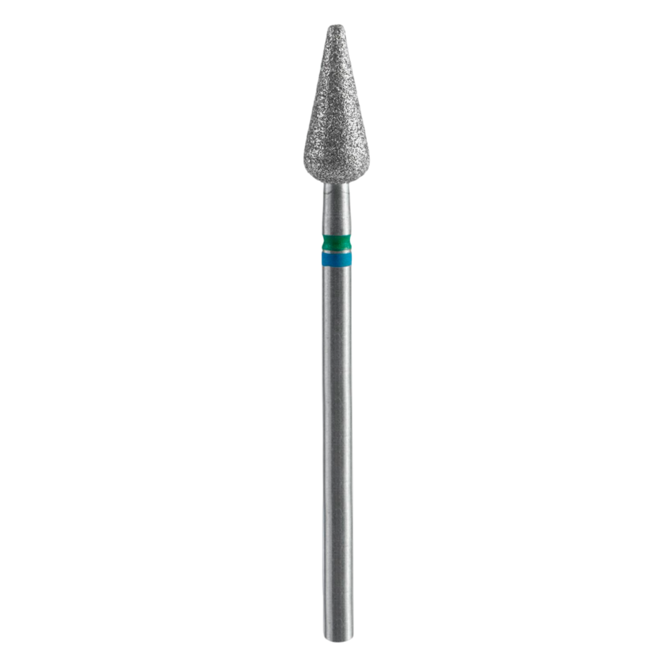 Diamond Nail Drill Bit Duo, "Pointed Pear", Blue-Green, EXPERT Head Diameter 5/12 mm -FA100BG050/12