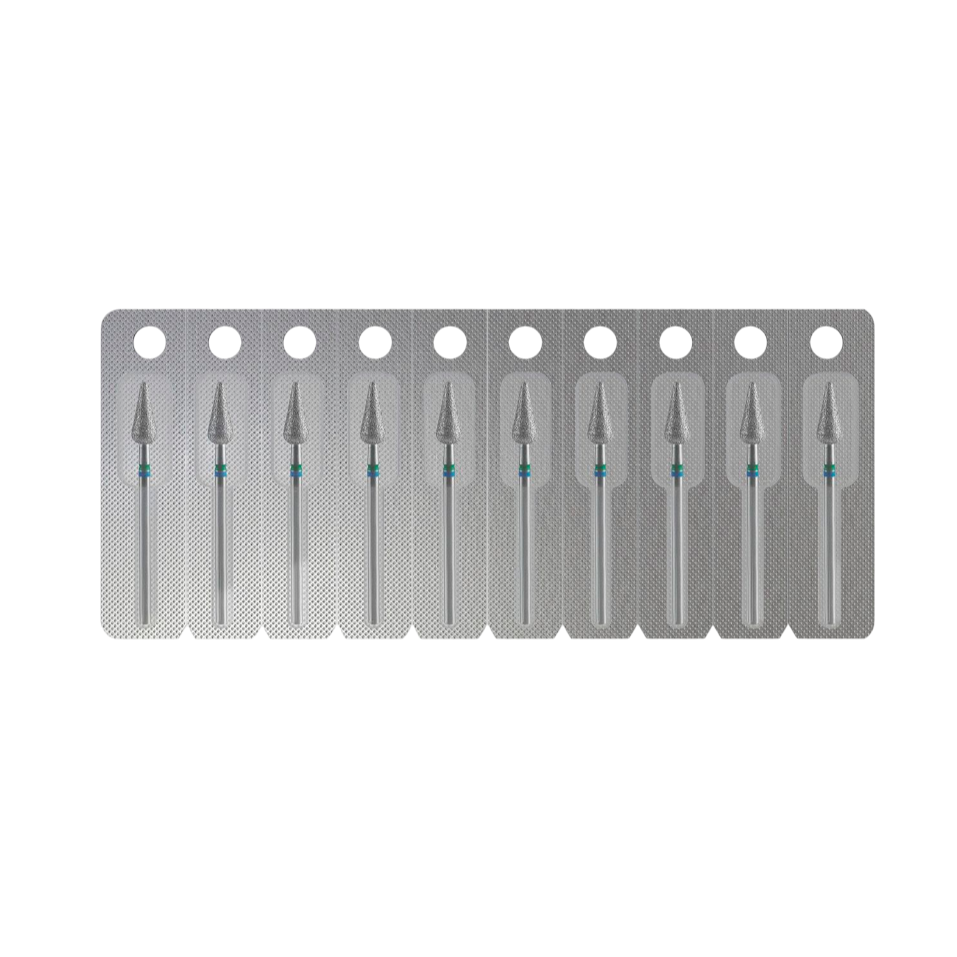 Diamond Nail Drill Bit Duo, "Pointed Pear", Blue-Green, EXPERT Head Diameter 5/12 mm -FA100BG050/12