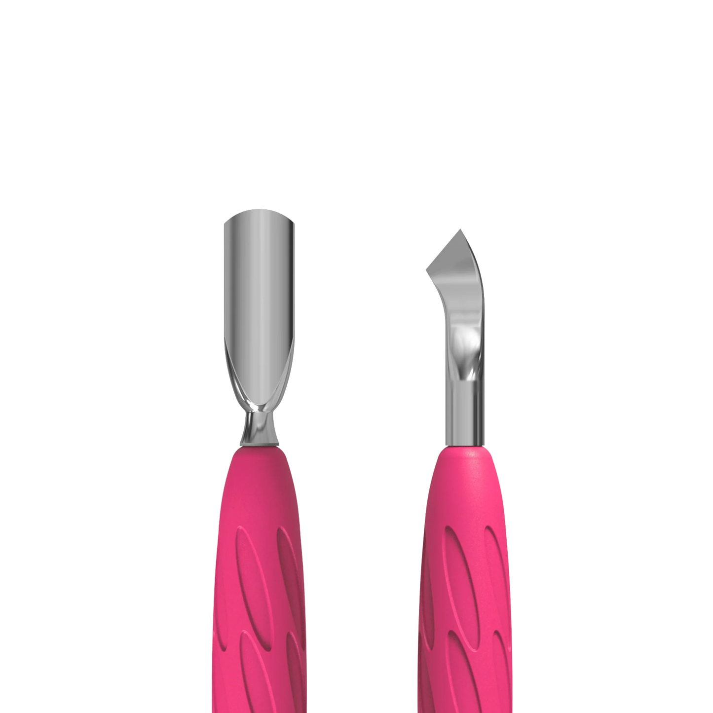 Manicure Pusher With Silicone Handle "Gummy" UNIQ 10 TYPE 4.2 (Narrow Rounded Pusher + Bent Blade) -PQ-10/4.2