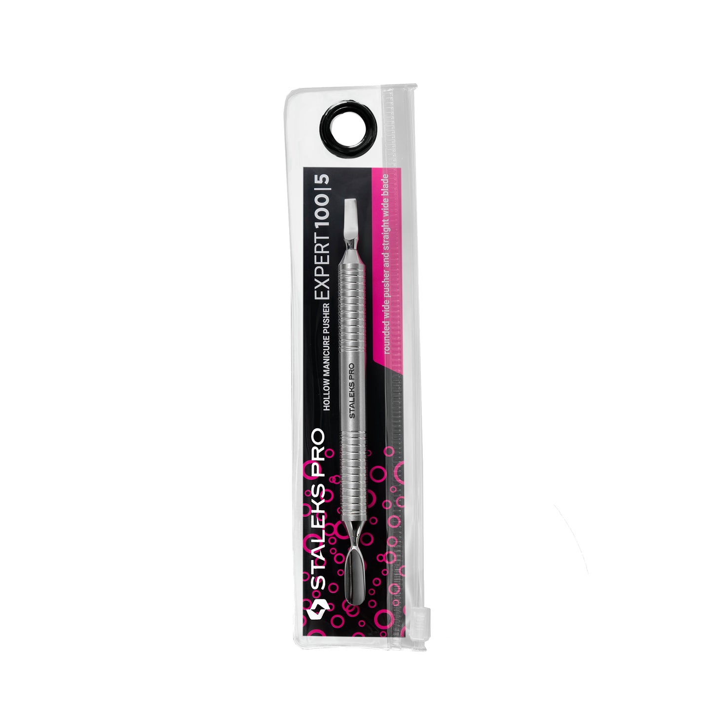Hollow manicure pusher EXPERT 100 TYPE 5 (rounded pusher + straight blade) -PE-100/5