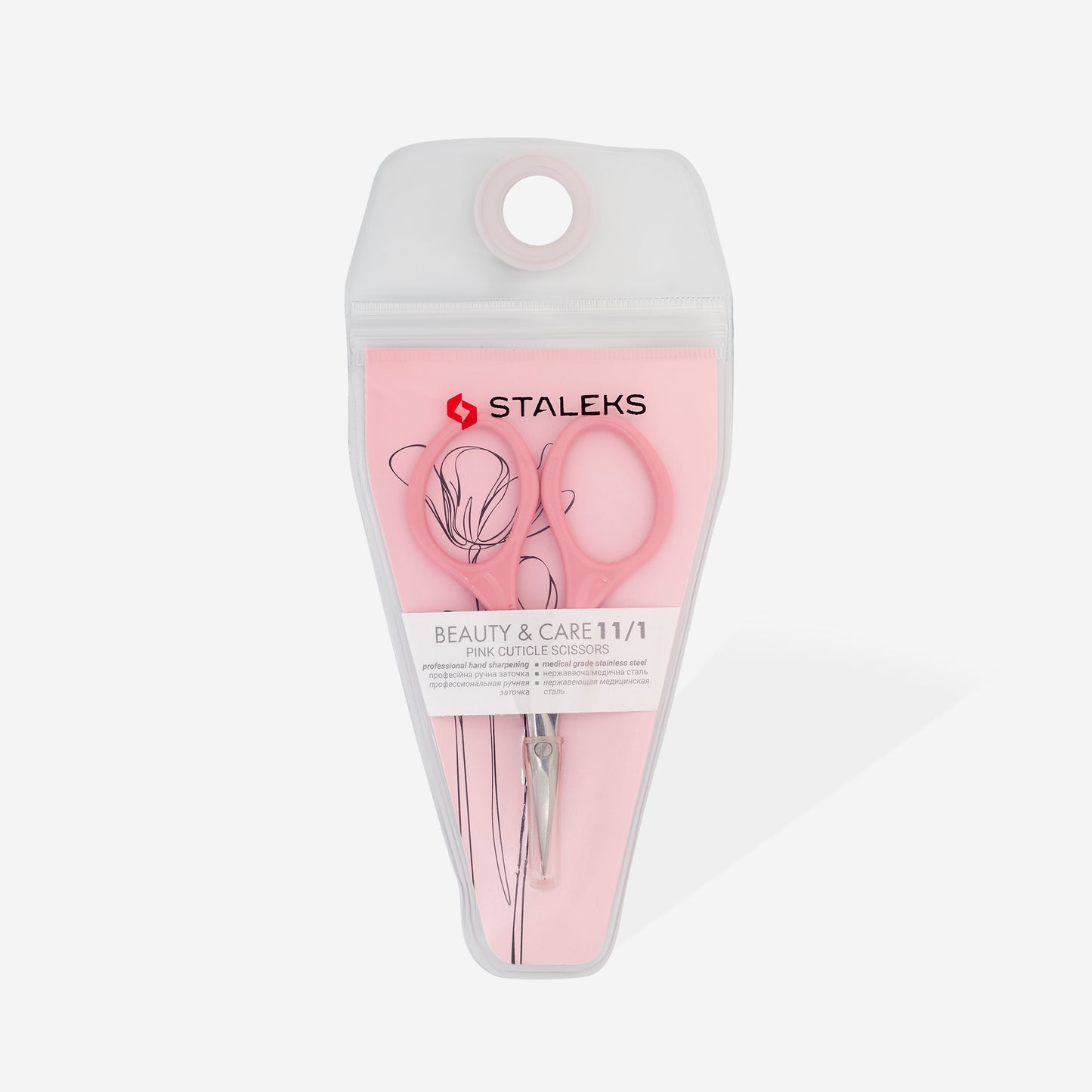Pink cuticle scissors BEAUTY & CARE 11 TYPE 1 -SBC-11/1