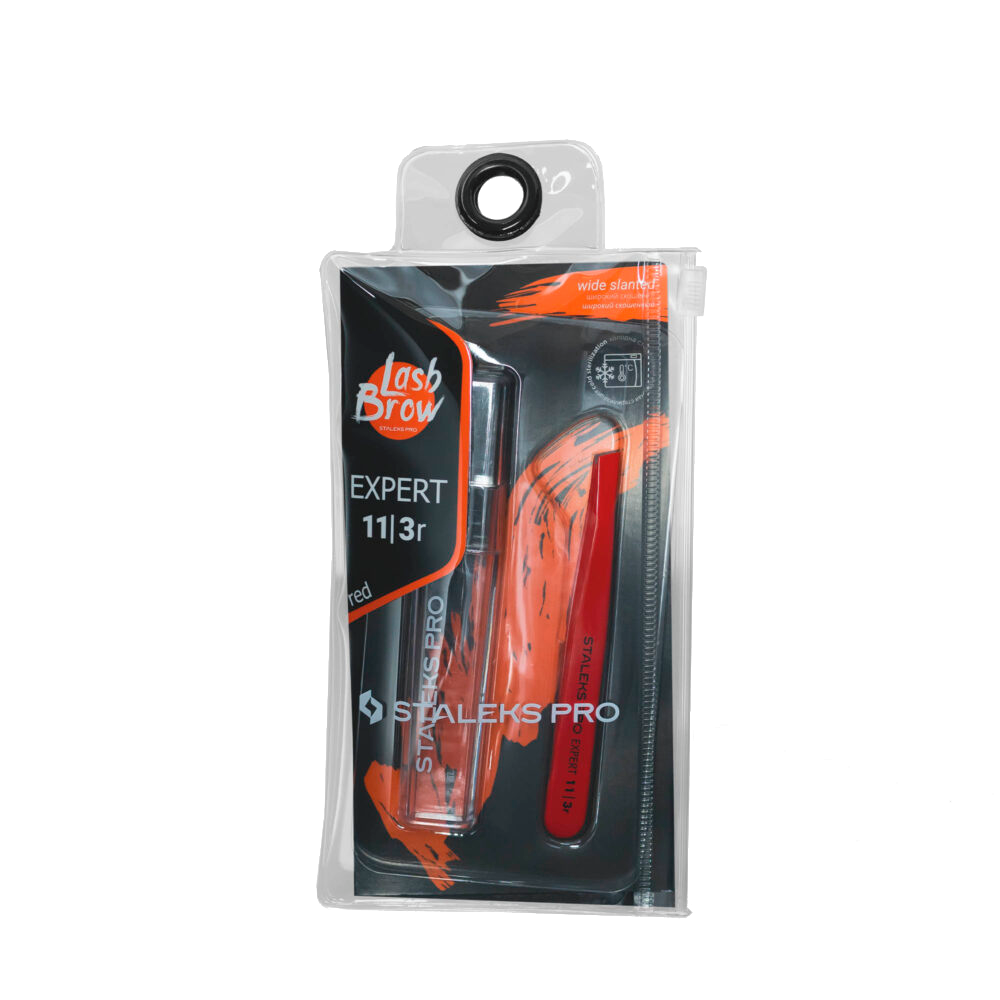 Eyebrow tweezers EXPERT 11 TYPE 3 (wide slant) red colour - TE-11/3R