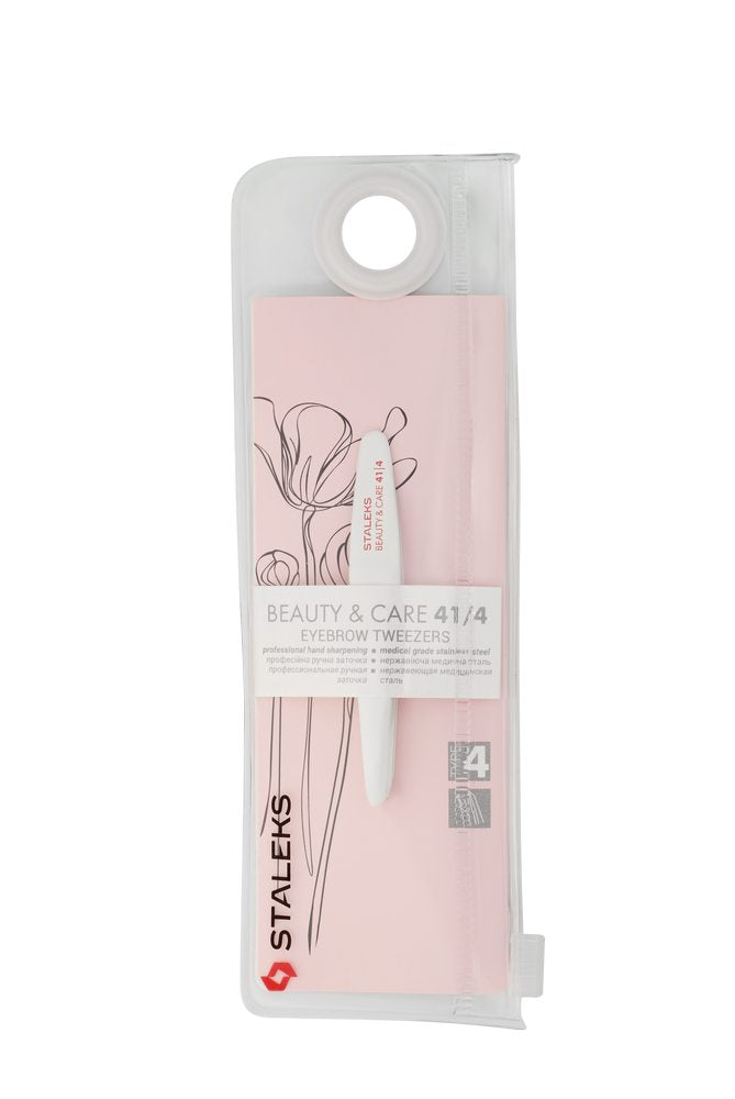 Eyebrow tweezers BEAUTY & CARE 41 TYPE 4 (slant), white colour)- TBC-41/4