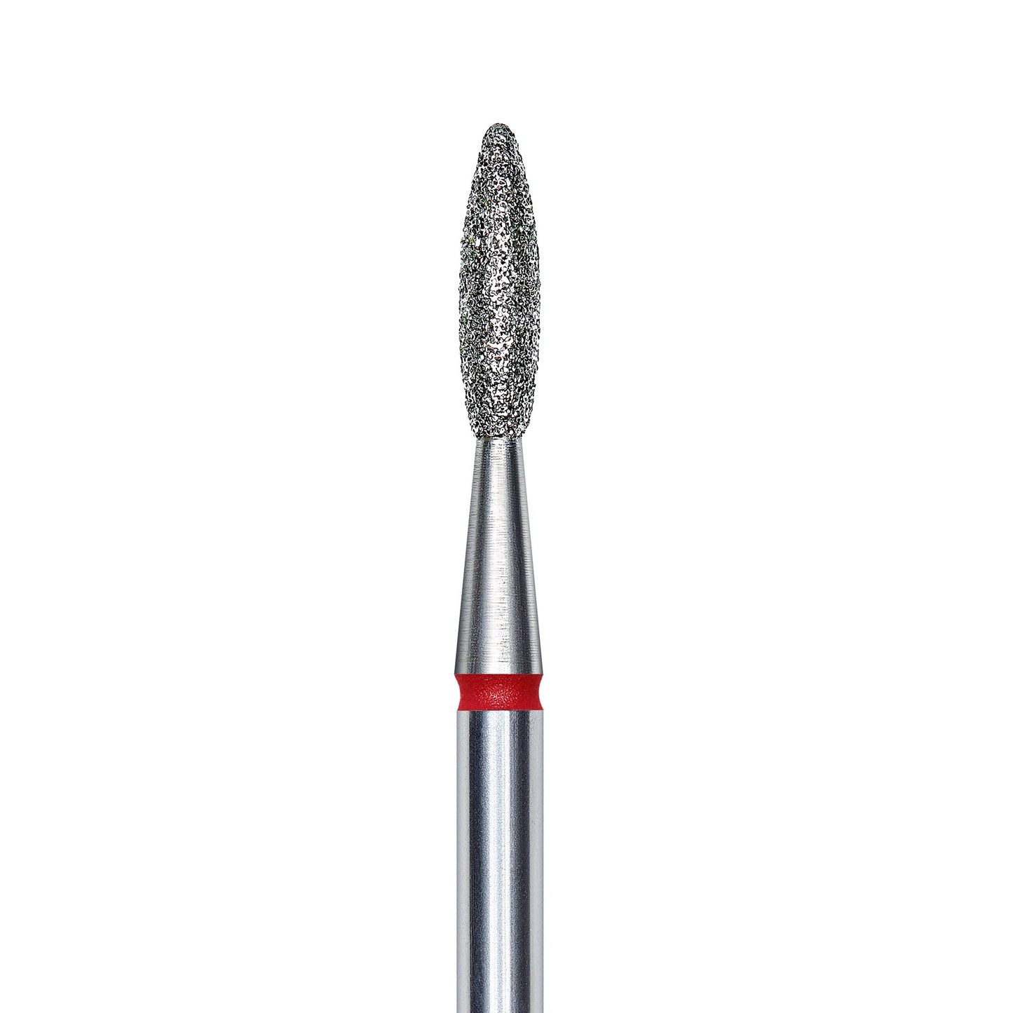 Diamond nail drill bit, "flame", red, head diameter 2,1 mm/ working part 8 mm -FA10R021/8