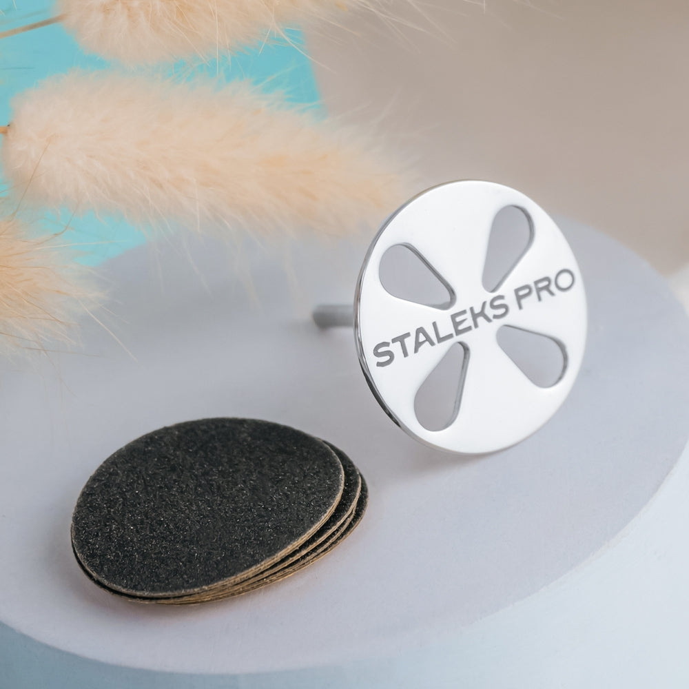 Pedicure disc PODODISC STALEKS PRO L and set of disposable file 180 grit 5 pc (25 mm) -PDset-25