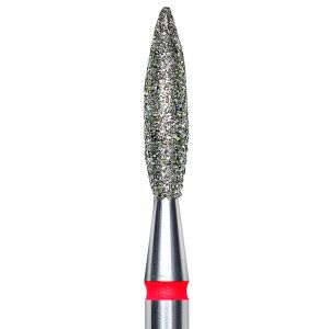Diamond nail drill bit, "flame" , red, head diameter 2,3 mm/ working part 10 mm -FA10R023/10