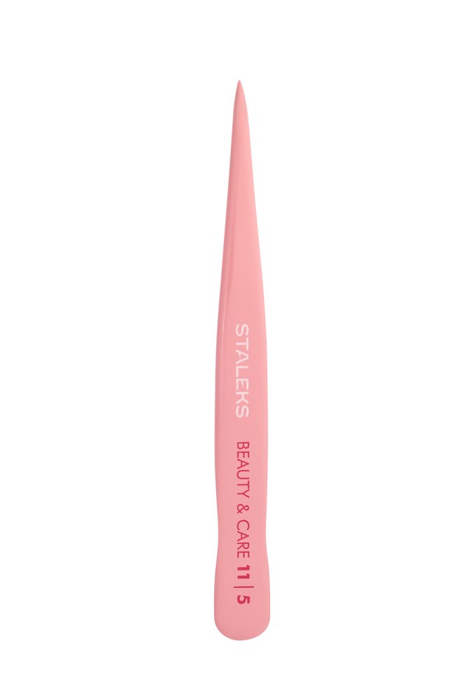 Eyebrow tweezers BEAUTY & CARE 11 TYPE 5 (point), pink color - TBC-11/5
