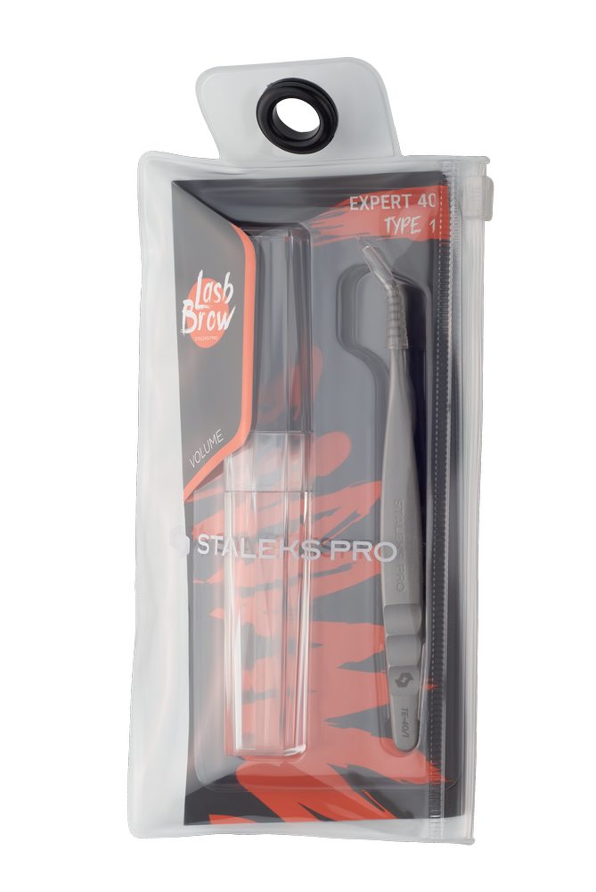 Professional eyelash tweezers EXPERT 40 TYPE 1 (L-shaped,50′) - TE-40/1