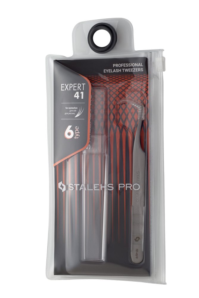 Professional eyelash tweezers EXPERT 41 TYPE 6 (curved tweezers for volume extension,75′) TE-41/6