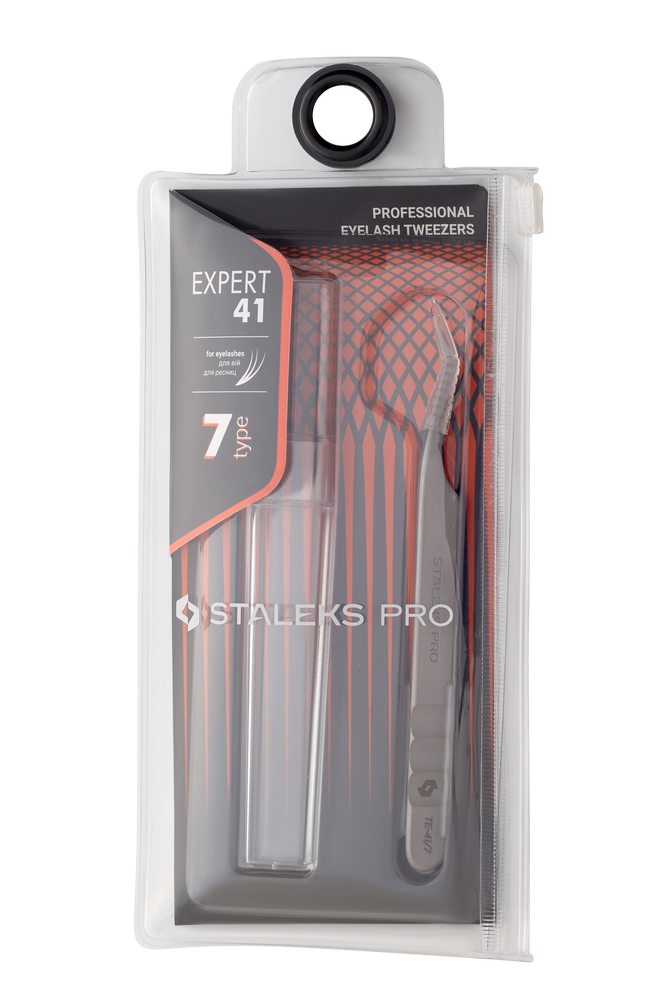 Professional eyelash tweezers EXPERT 41 TYPE 7 (L-shaped,30′) TE-41/7