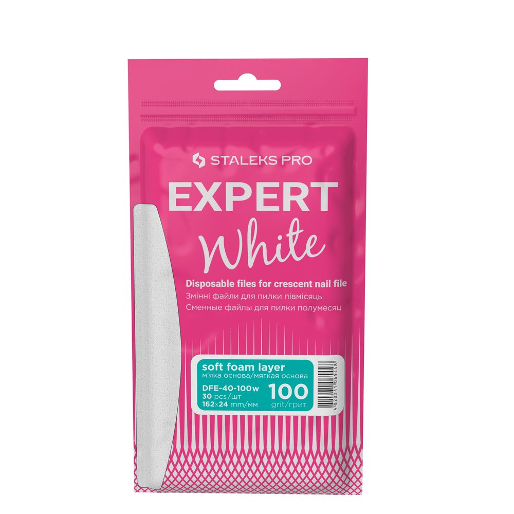 White disposable files for crescent nail file (soft base) EXPERT 40 (30 pcs) -DFE-40