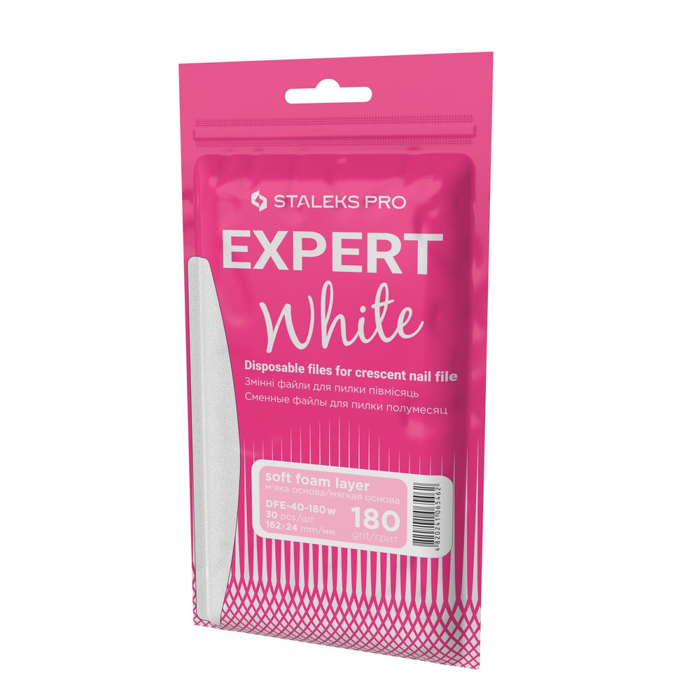 White disposable files for crescent nail file (soft base) EXPERT 40 (30 pcs) -DFE-40