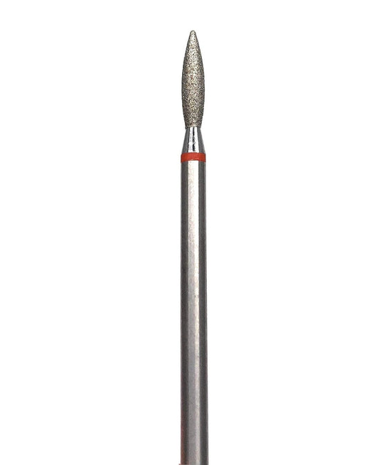 Diamond nail drill bit, "flame" , red, head diameter 2,3 mm/ working part 10 mm -FA10R023/10