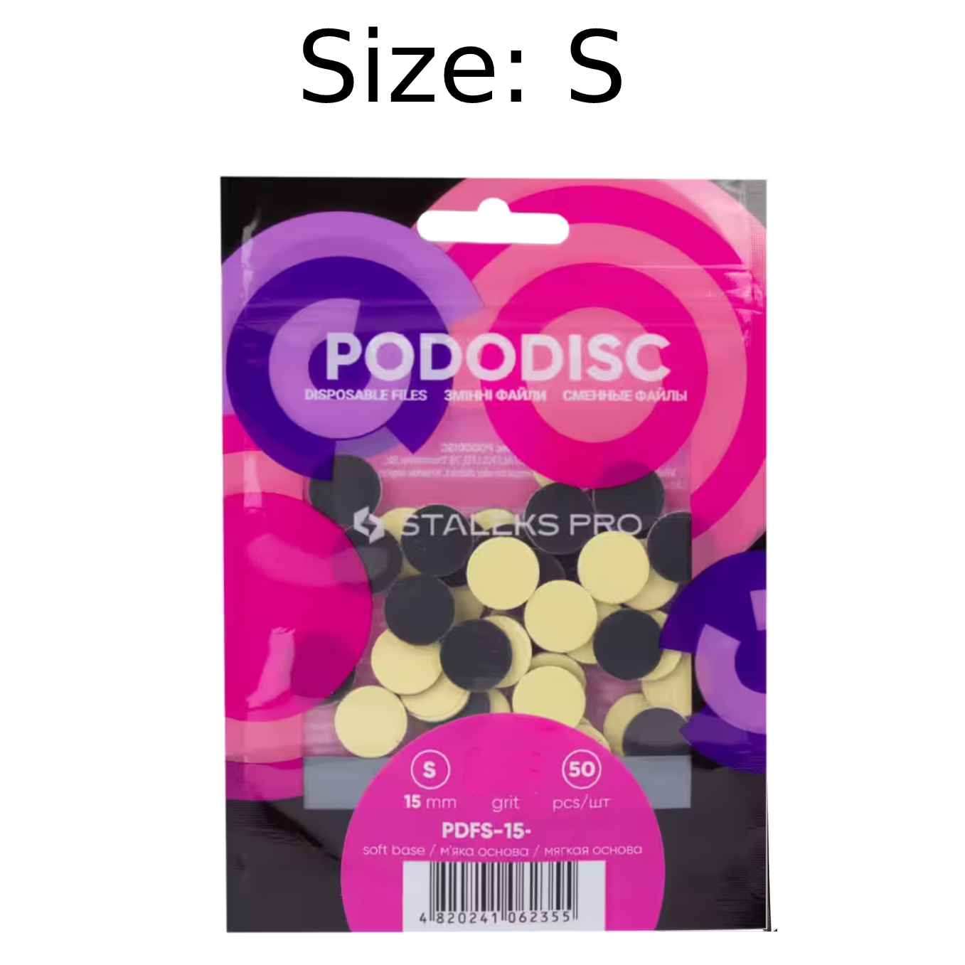 Disposable files on a soft base for pedicure disc PODODISC STALEKS PRO S  (50 pcs) -PDFS-15