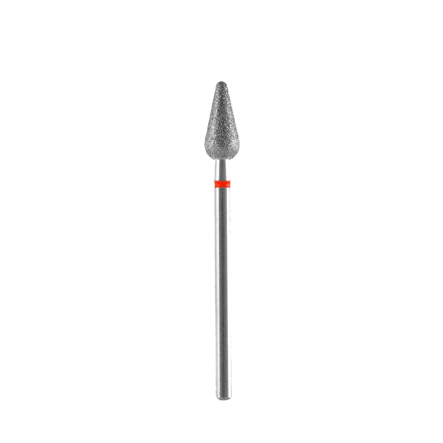 Diamond nail drill bit, pointed "rounded pear" , red, head diameter 5 mm/ working part 12 mm -FA101R050/12