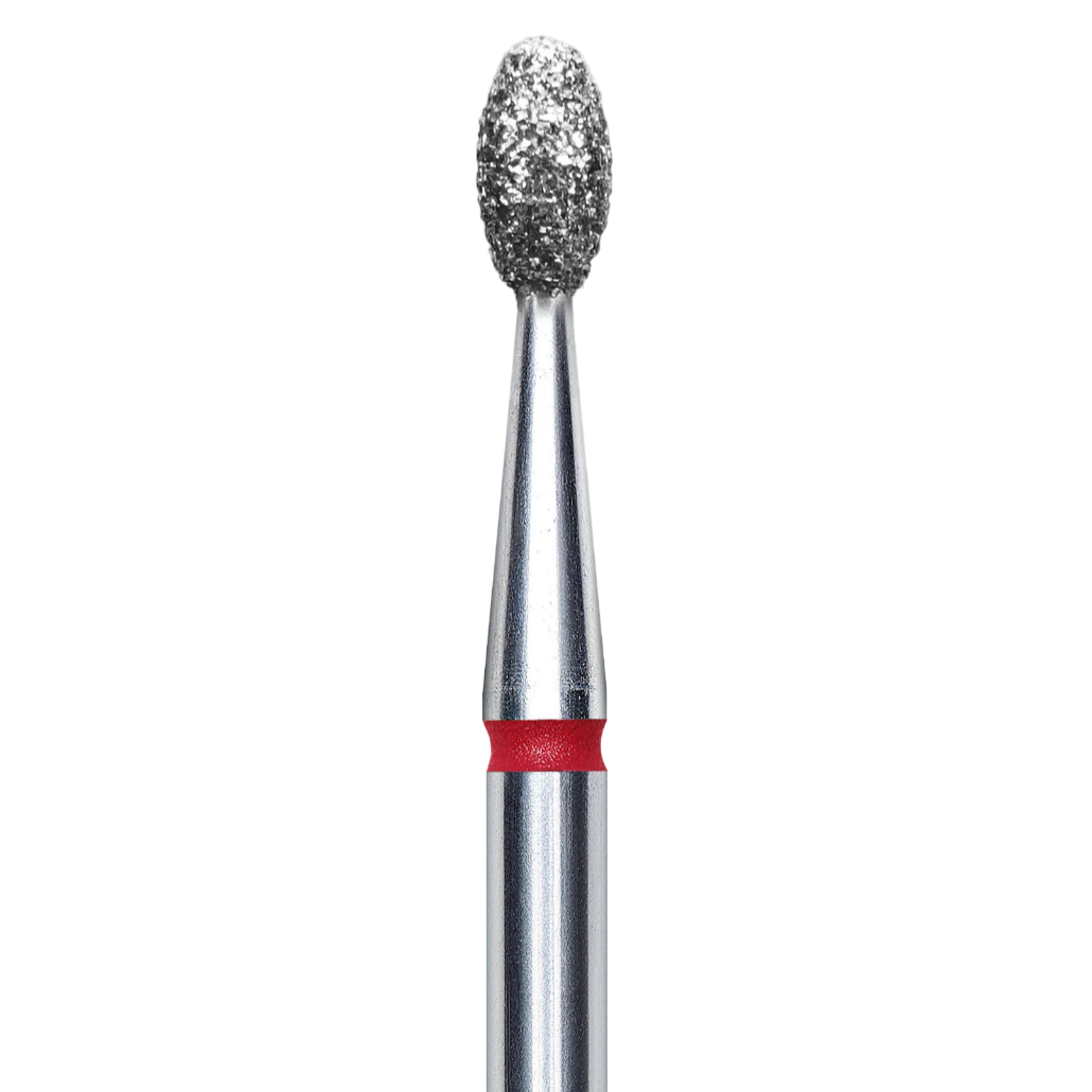 Diamond nail drill bit, "olive", red, head diameter 2.5 mm/working part 5 mm -FA130R025/5