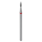 Diamond nail drill bit, "pointed flame", red, head diameter 1.8 mm/working part 8 mm -FA11R018/8