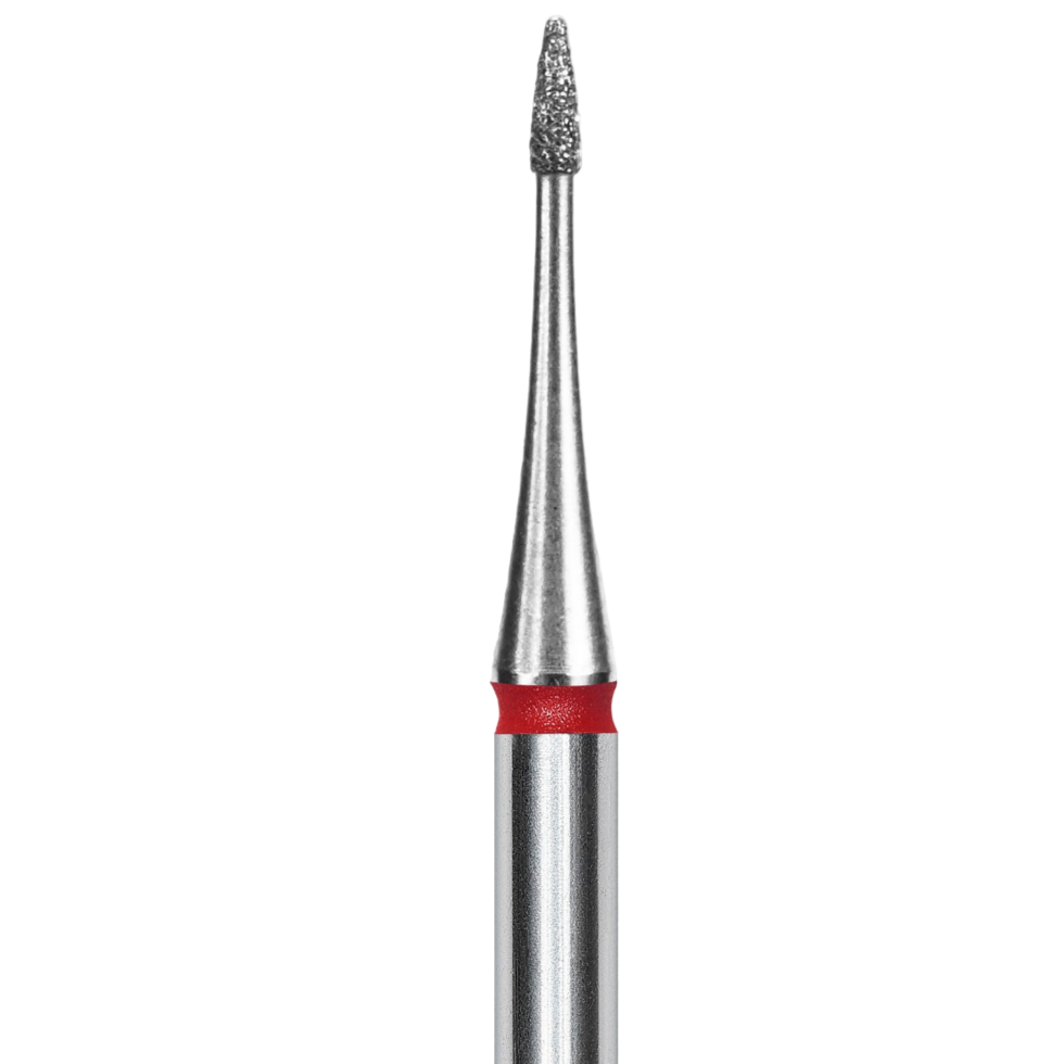 Diamond nail drill bit, "flame", mini red, head diameter 1 mm/working part 3 mm -FA12R010/3