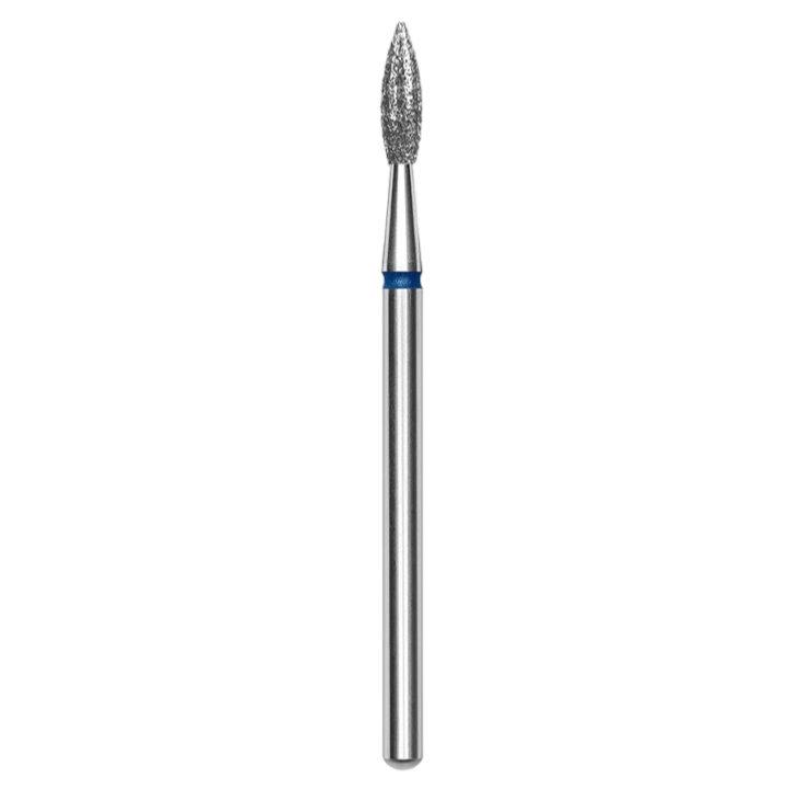 Diamond nail drill bit, "pointed flame", blue, head diameter 2.3 mm/working part 8 mm -FA11B023/8