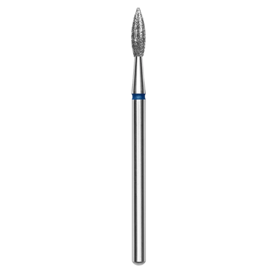 Diamond nail drill bit, "pointed flame", blue, head diameter 2.3 mm/working part 8 mm -FA11B023/8