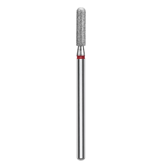 Diamond nail drill bit, "rounded cylinder", red, head diameter 2.5 mm / working part 10 mm -FA30R025/10