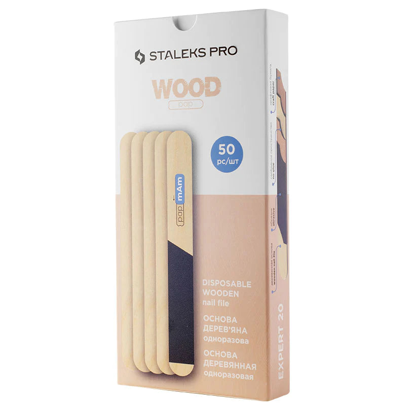 Disposable wooden nail file, straight (base) EXPERT 50 pieces