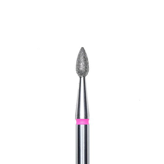 Diamond nail drill bit, pointed "drop" , red, head diameter 2.3 mm/ working part 5 mm -FA40R023/5