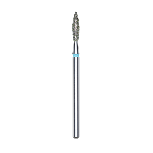 Diamond nail drill bit, "flame" , blue, head diameter 2.3 mm/ working part 10 mm -FA10B023/10