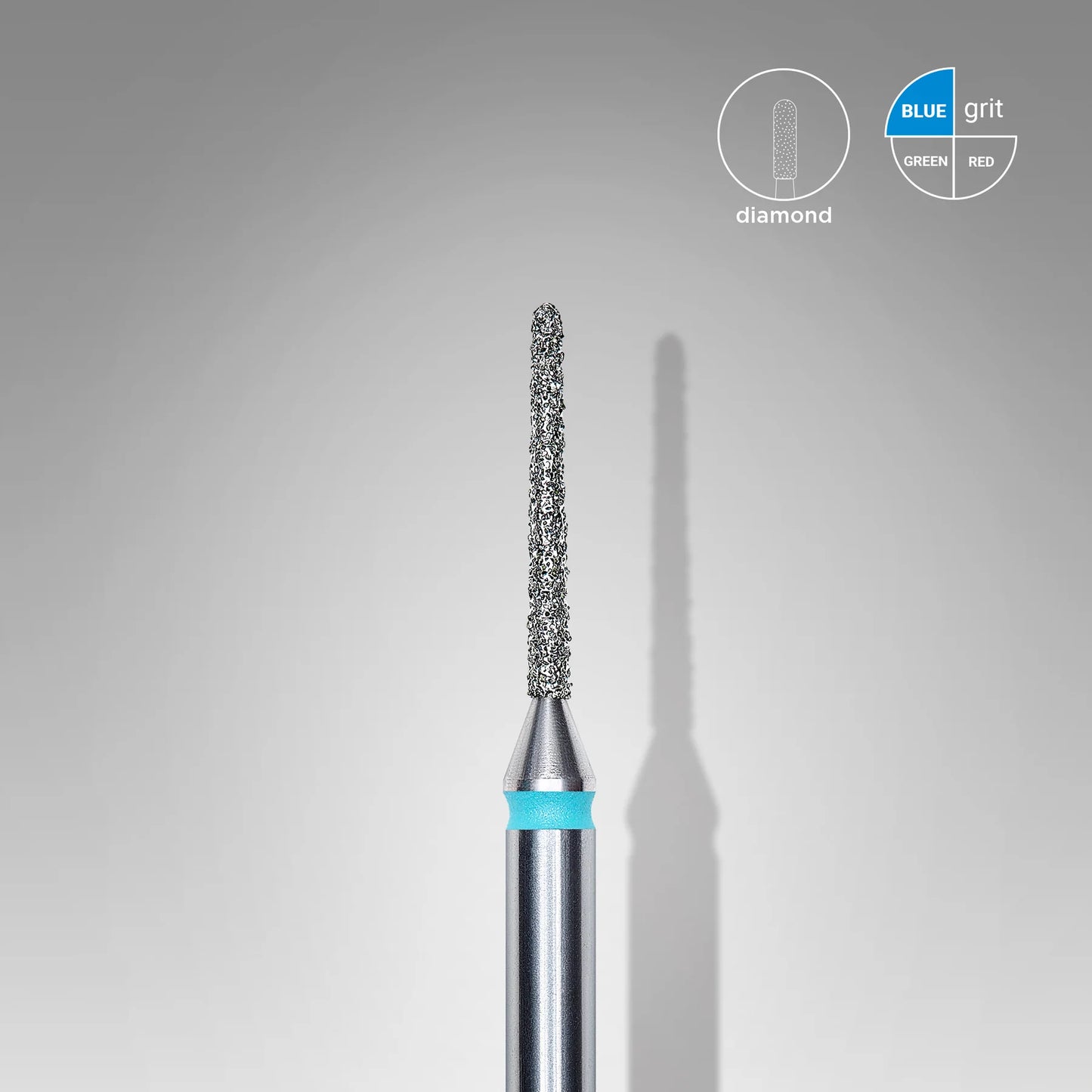 Diamond nail drill bit, “needle”, blue, head diameter 1 mm/ working part 10 mm -FA80B010/10