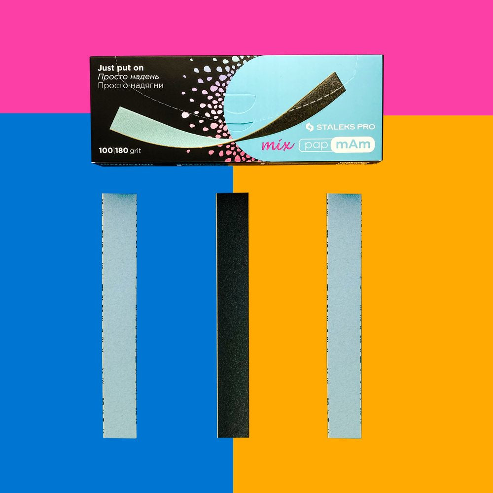 Disposable double-sided files papmAm Mix for straight nail file (50 pc) -DFCMix-22
