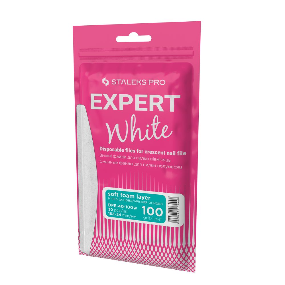 White disposable files for crescent nail file (soft base) EXPERT 40 (30 pcs) -DFE-40