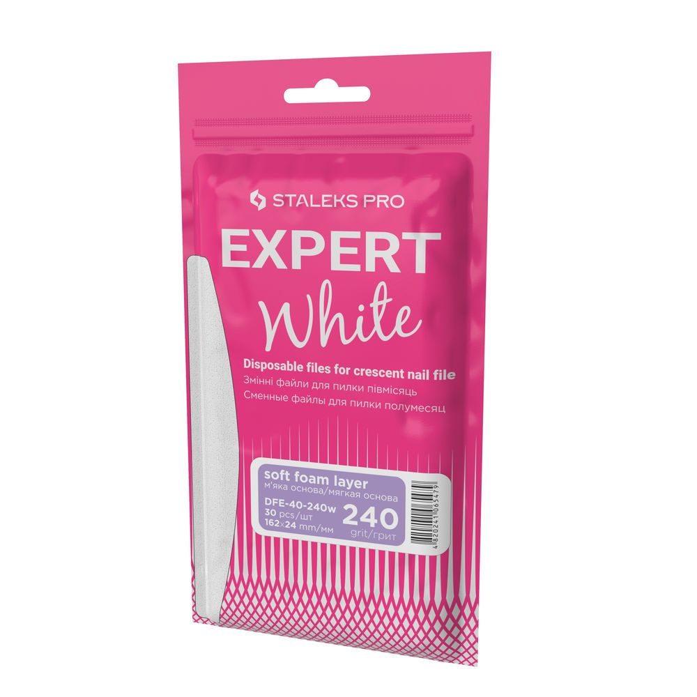 White disposable files for crescent nail file (soft base) EXPERT 40 (30 pcs) -DFE-40